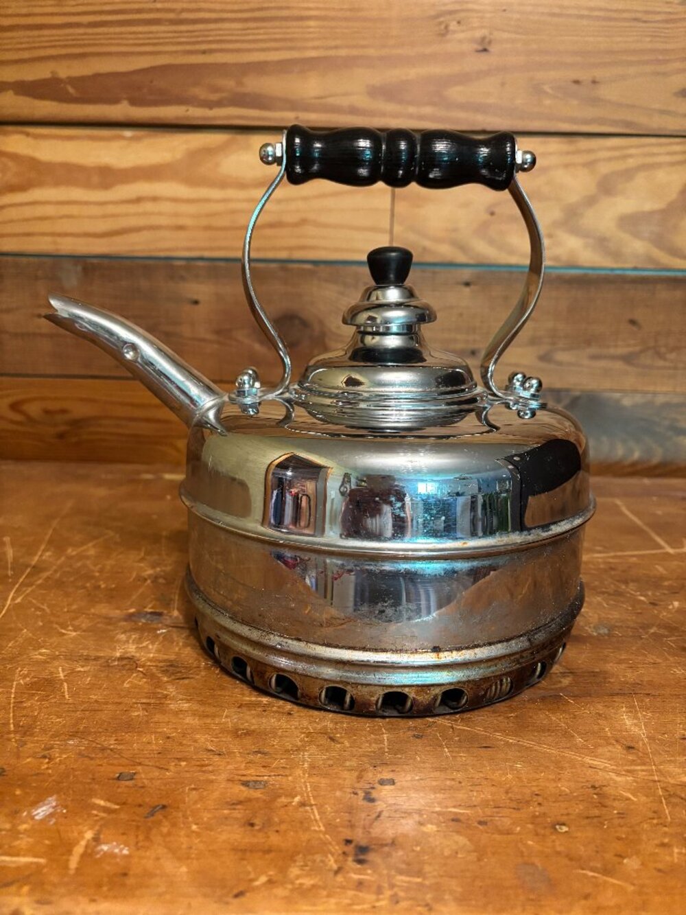 Simplex Copper w/Chrome Finish Collectable Whistling Tea Kettle